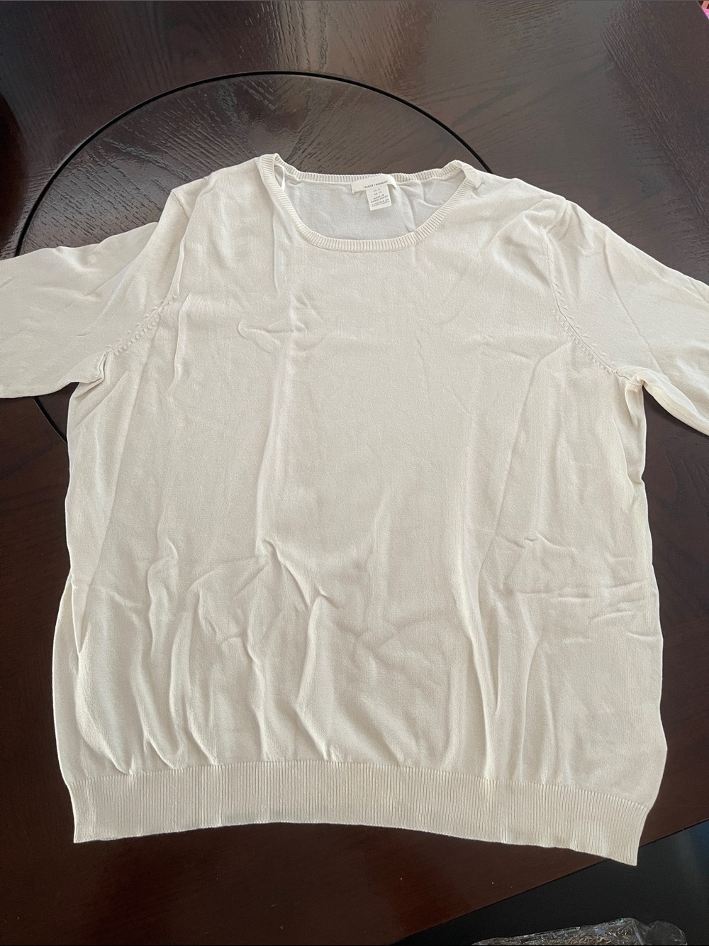 H&M Cream Scoop Neck Lightweight cream Sweater XL